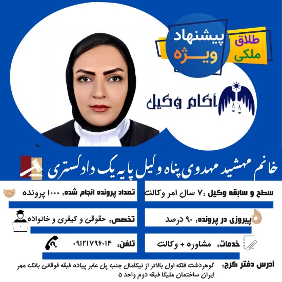 مهشید مهدوی پناه وکیل پایه یک دادگستری است.